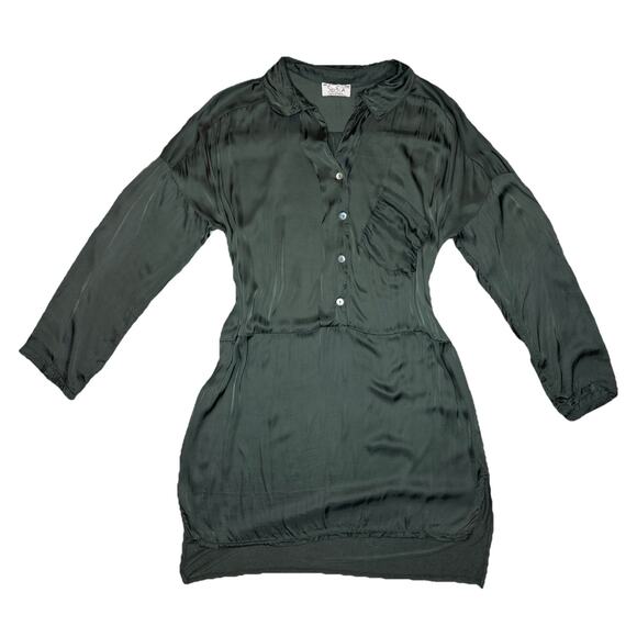 Sofia Made In Italy Silky Dress Womens XL Green Romantic Elegant Designer Gown - Picture 2 of 6